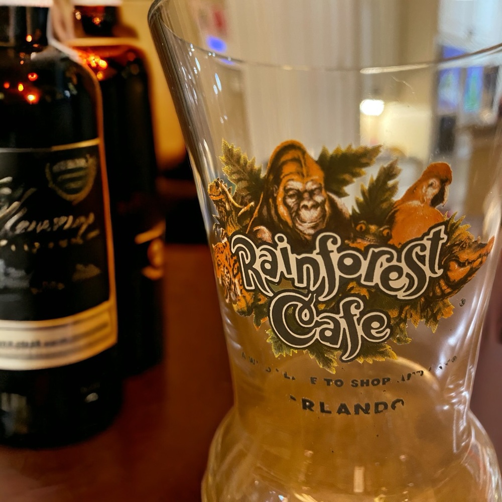 Vintage Rainforest Cafe Orlando Souvenir Hurricane Glass 8"